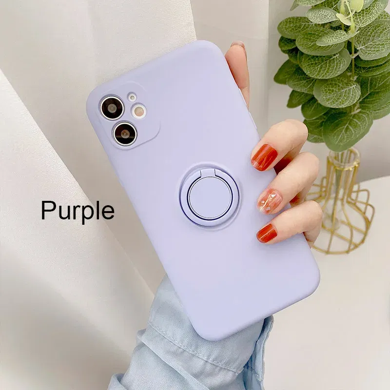 Color: SKY BLUE, Compatible-Phone Models: For iPhone 14 Pro, Ships From: CN - With Ring Holder Shockproof Case For IPhone 16 15 14 13 12 11 Pro Max Silicone TPU Soft Back Cover