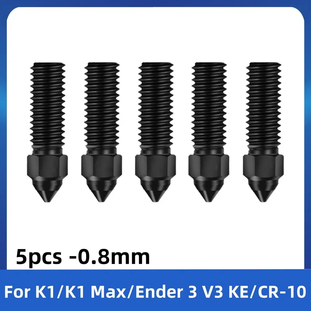 Color: WHITE - Creality Ender 3 V3 KE Nozzle Har Hardened Steel Nozzle Kit 0.2/0.4/0.6/0.8/1.0/1.2mm for K1 3D Printer Parts Non Stick Filament