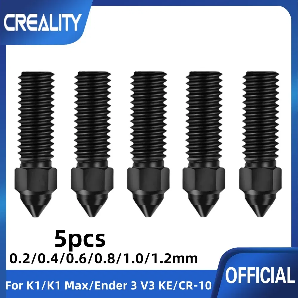 Color: WHITE - Creality Ender 3 V3 KE Nozzle Har Hardened Steel Nozzle Kit 0.2/0.4/0.6/0.8/1.0/1.2mm for K1 3D Printer Parts Non Stick Filament