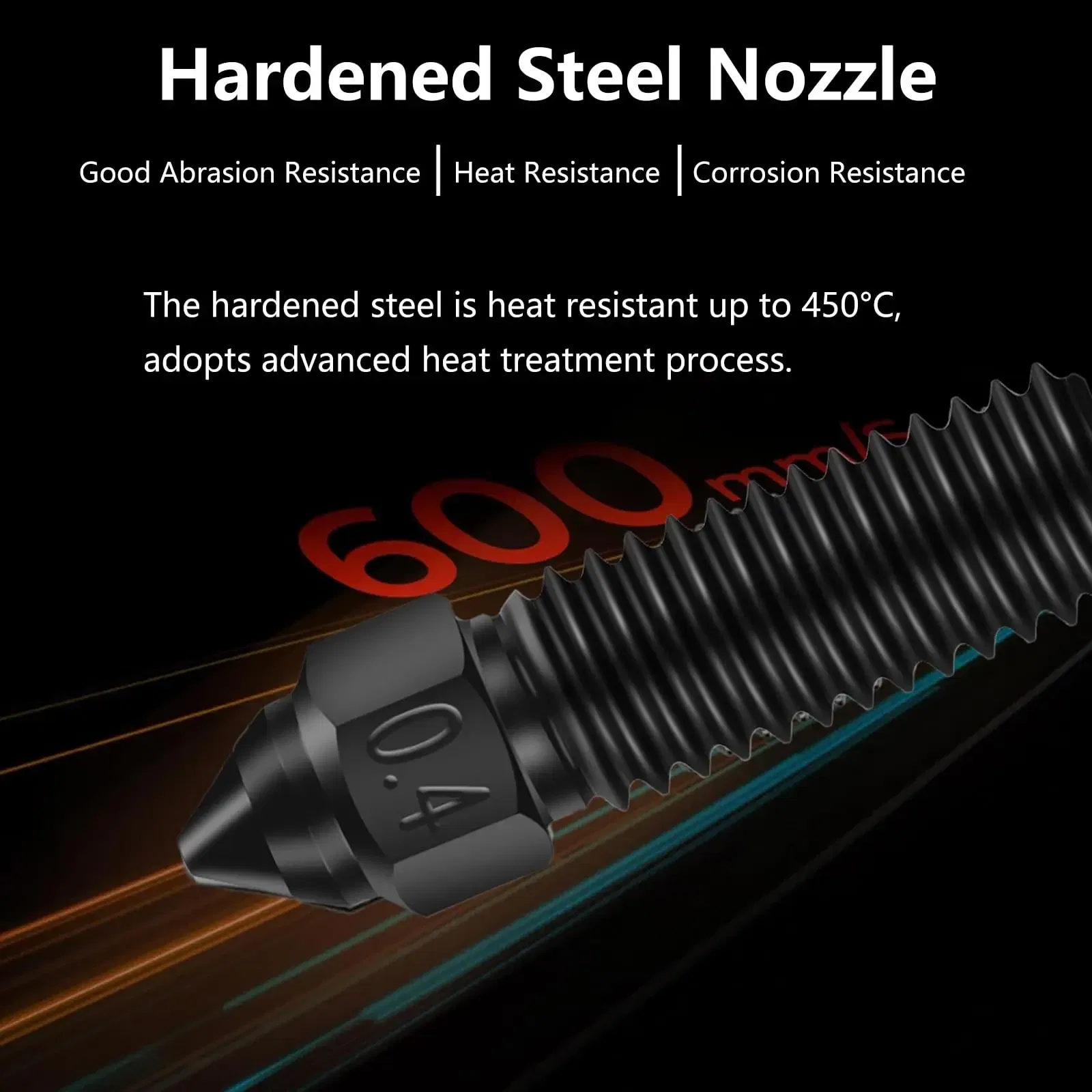 Color: WHITE - Creality Ender 3 V3 KE Nozzle Har Hardened Steel Nozzle Kit 0.2/0.4/0.6/0.8/1.0/1.2mm for K1 3D Printer Parts Non Stick Filament
