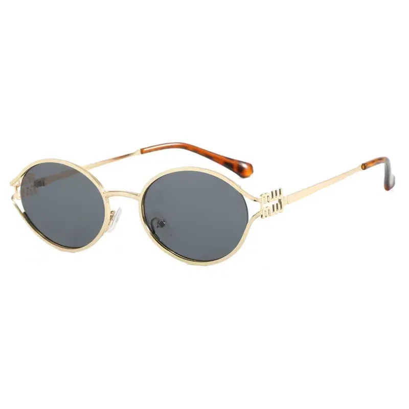 Lenses Color: Red - Luxury Brand Designer Oval Sunglasses For Women Sexy Metal Frame Small Round Sun Glasses Ladies Stylish Eyewear Shades UV400