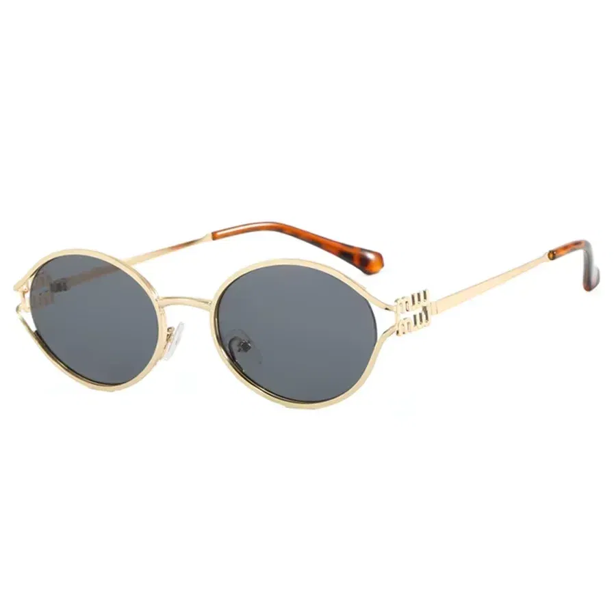 Lenses Color: Red - Luxury Brand Designer Oval Sunglasses For Women Sexy Metal Frame Small Round Sun Glasses Ladies Stylish Eyewear Shades UV400