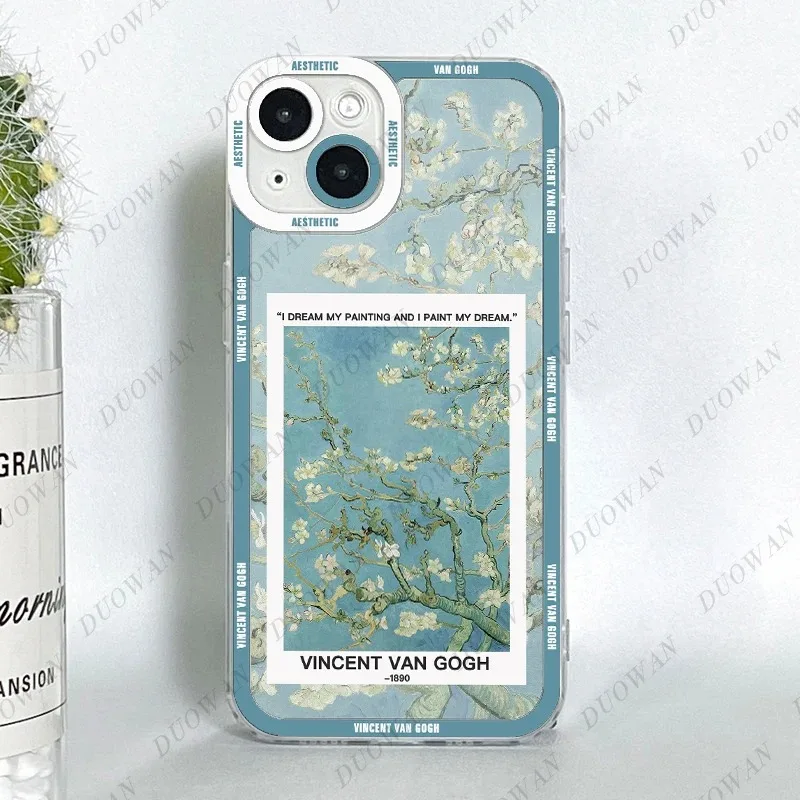 Color: black, Material: PU - Van Gogh Oil Painting Phone Case For Samsung A12 A13 A14 A22 A23 A31 A32 A33 A42 A50 A51 A52 A53 A71 A72 A73 4G TPU Clear Case