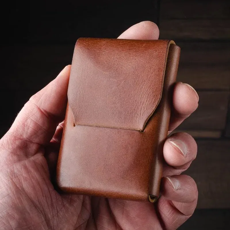 Color: Beige - Leather Card Holder Minimalist Wallet Engraved Personalized Wallet Business CardHolder Mens Wallet Gift for Him