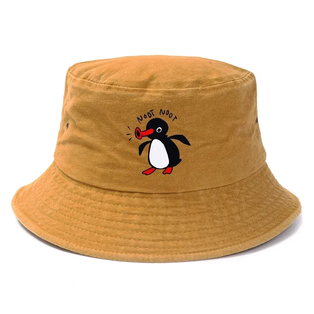 Color: Sky blue - Summer Penguin Bucket Hat Reversible Bob Men Women Cotton Travel Beach Fisherman Hat Outdoor Sports Pull Up Bob Panama Sun Hat
