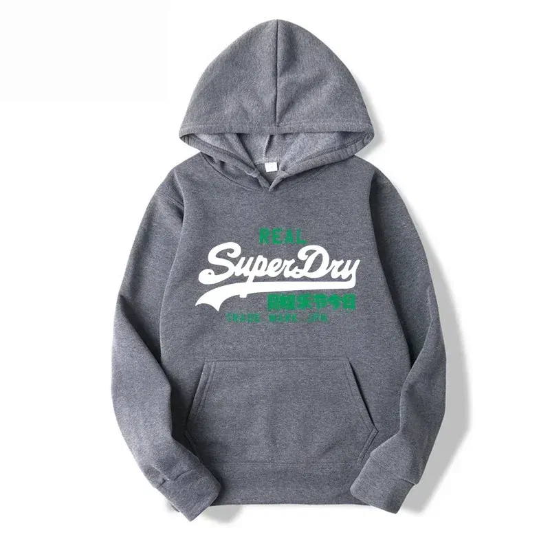 Color: Dark Grey, Size: XXL - spring autumn superdry printed Men women Hoodies Fleece Warm Mens Sweatshirt Fashion Men Fleece Warm Sweatshirt