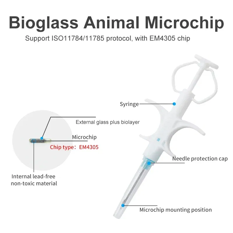 Color: Green - 100pcs/Pack Pet EM4305 Microchip 134.2KHz FDX-B Animal ID Chip Animal Microchip Syringe International Standard