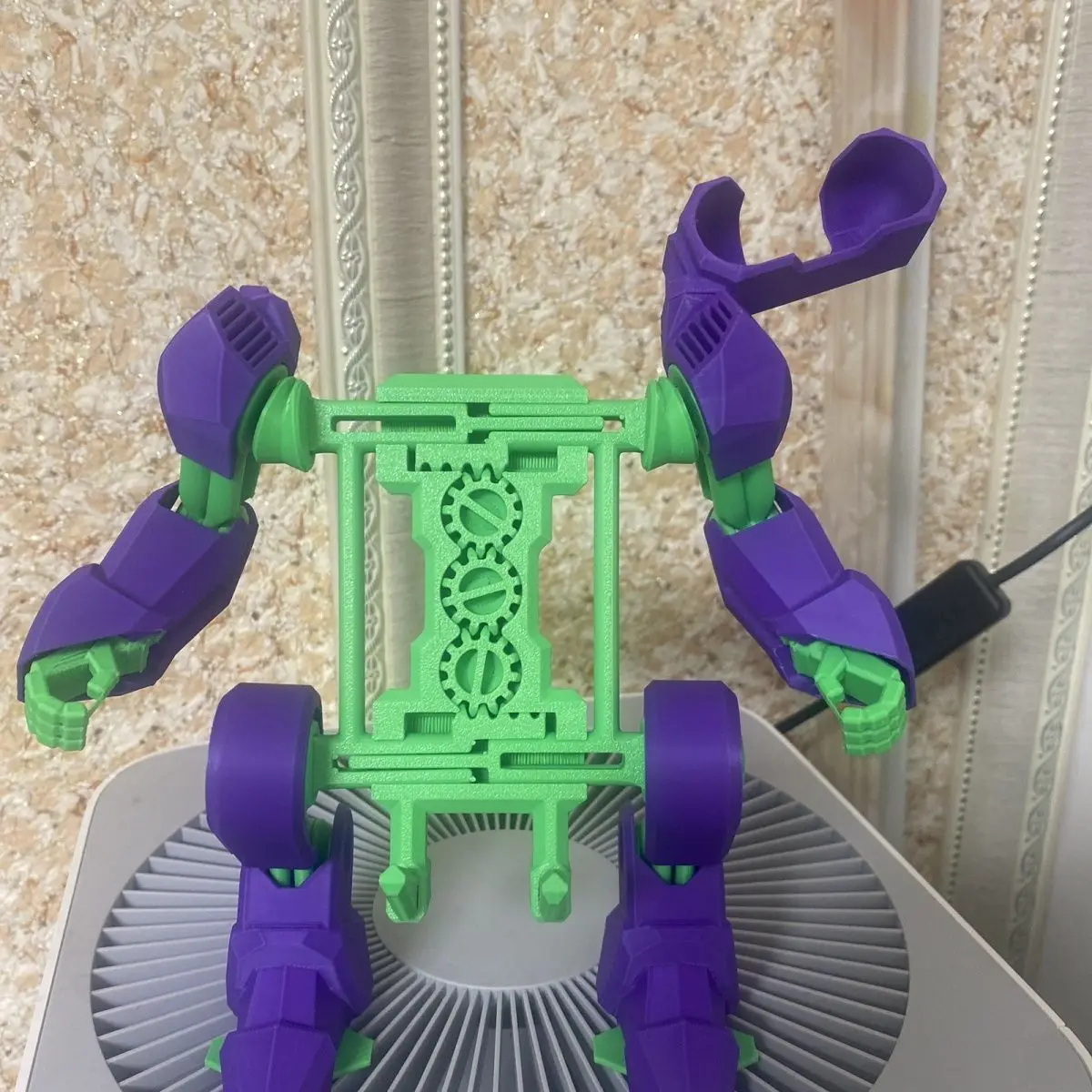 Color: WHITE - Mechanical Exoskeleton Style Phone Stand Mecha Gundam Mobile Holder Desktop Decoration 3D Printing Assembly Model Customization