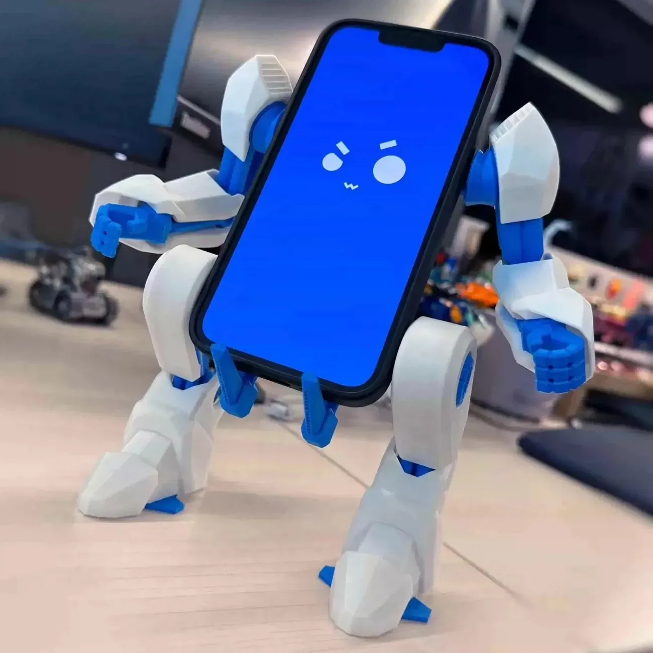 Color: WHITE - Mechanical Exoskeleton Style Phone Stand Mecha Gundam Mobile Holder Desktop Decoration 3D Printing Assembly Model Customization