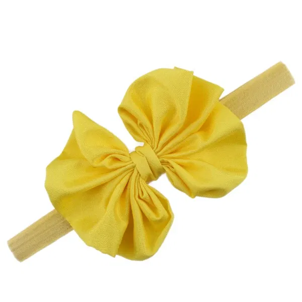 Color: Yellow - Baby girls hair bow flower Headband  Kids Girls Bowknot Elastic Hair Band Headwear Newborn Head Band children hair Accessories
