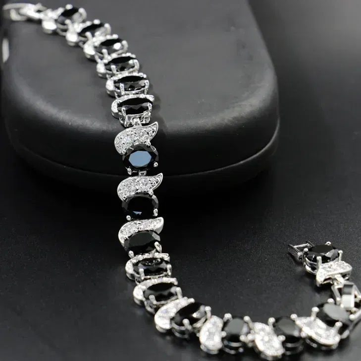 Metal Color: Rust Red - Fashion Exquisite Color Crystal Inlaid Ladies Charm Bracelet Engagement Wedding Jewelry