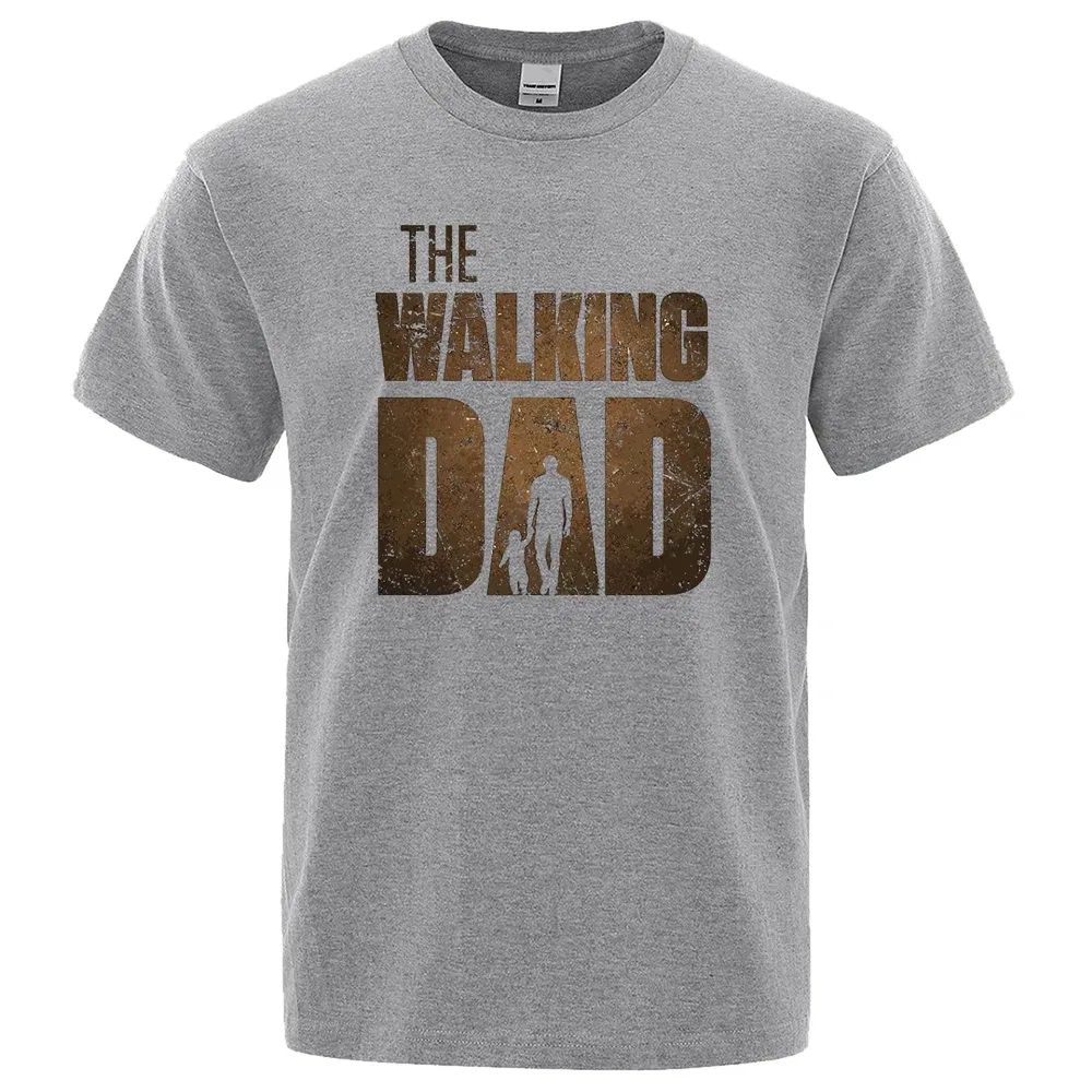 Color: Yellow, Size: L - The Walking Dad Funny Street Printed T-Shirts Men Fashion Summer Tshirt Loose Oversized Cotton Short Sleeves Casual Hip Hop Tees