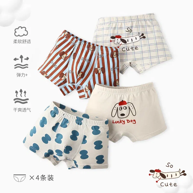 Color: Blue, Kid Size: 6 - Kids Boys Underwear Spring Newest Baby Underpants Children 4pcs Cotton Briefs Boys Boxer Shorts Baby Underwear