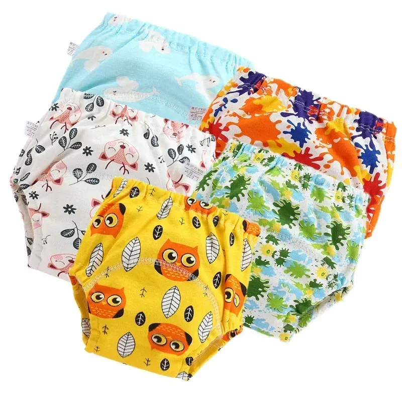Color: Pink, Size: S - 4pc/Lot Cotton Training Pants Panties Waterproof Cloth Diapers Reusable Toolder Nappies Baby Underwear