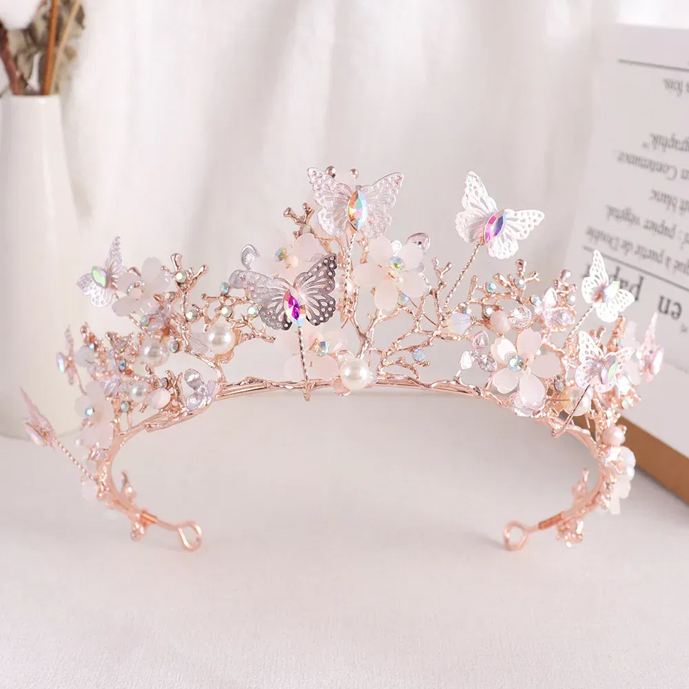 Metal color: Antique Bronze Plated - Baroque Silver Color Purple Crystal Butterfly Bridal Tiaras Crowns Headpiece Rhinestone Pageant Diadem Wedding Hair Accessories
