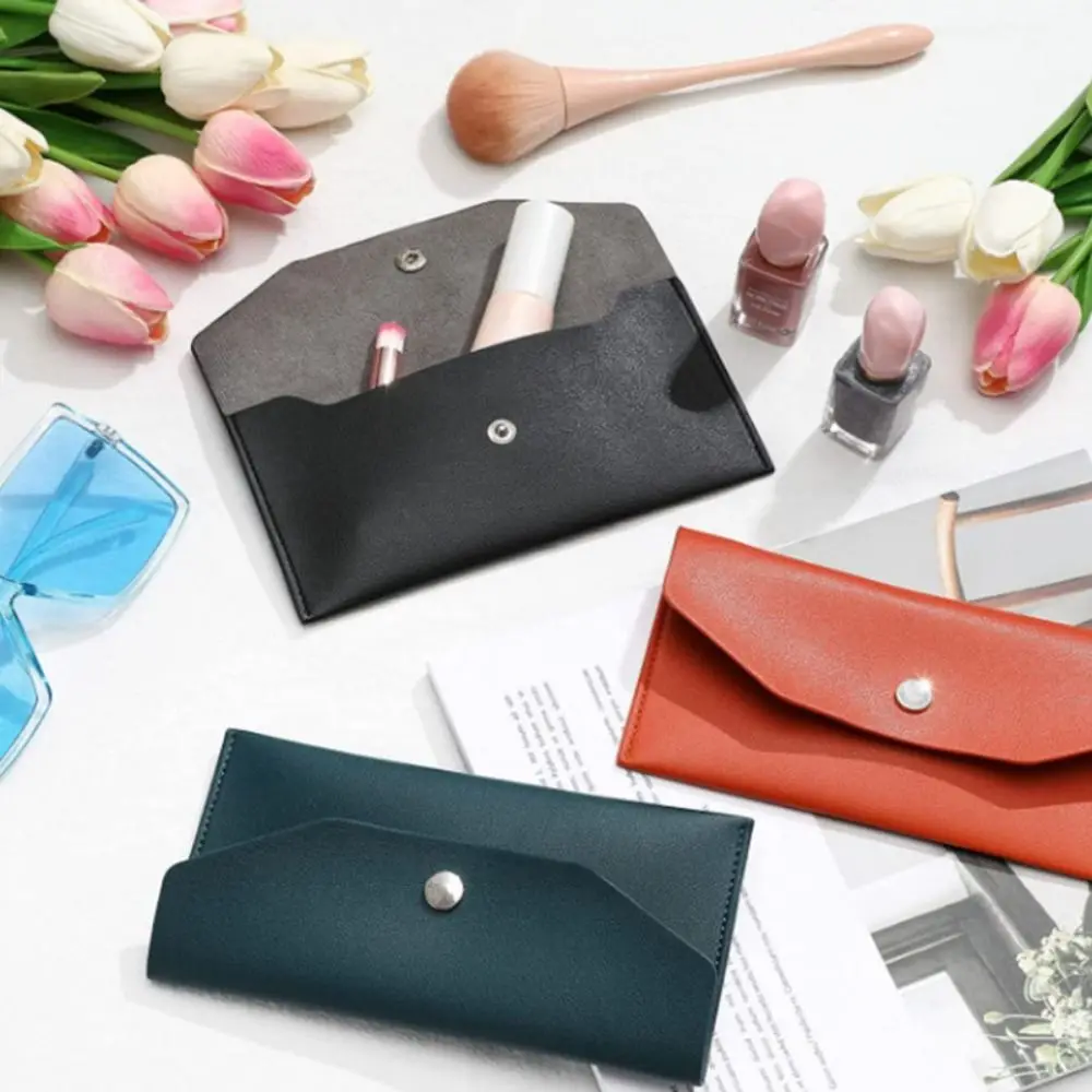 Color: Blue - Envelope Wallet PU Leather Cash Envelope Wallet Classic Fashion Long Women's Wallet Ferrule Name Card Holder Gift