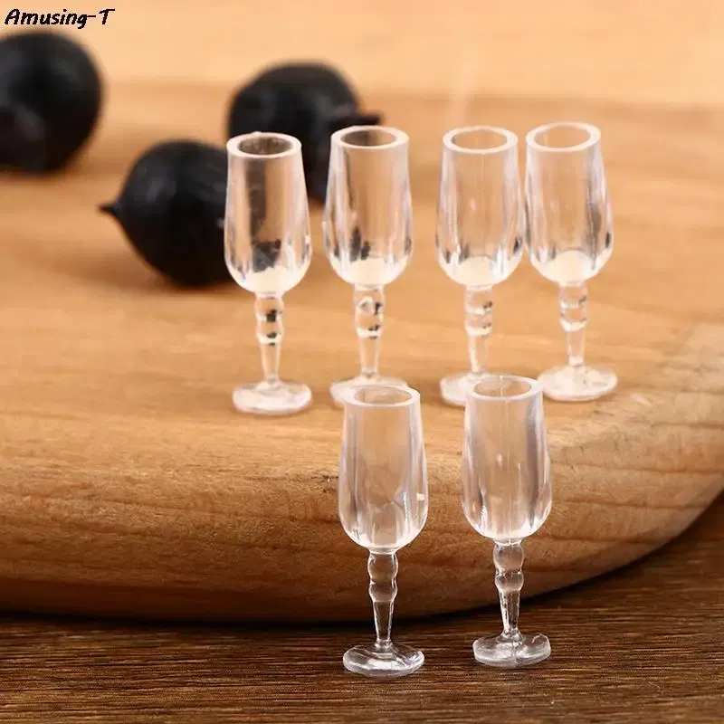 Color: Sky blue - 2/4/5/10pcs Miniature Resin beer cups Red Wine bottles Model Kitchen Furniture Accessory dinnerware Dollhouse Summer Must