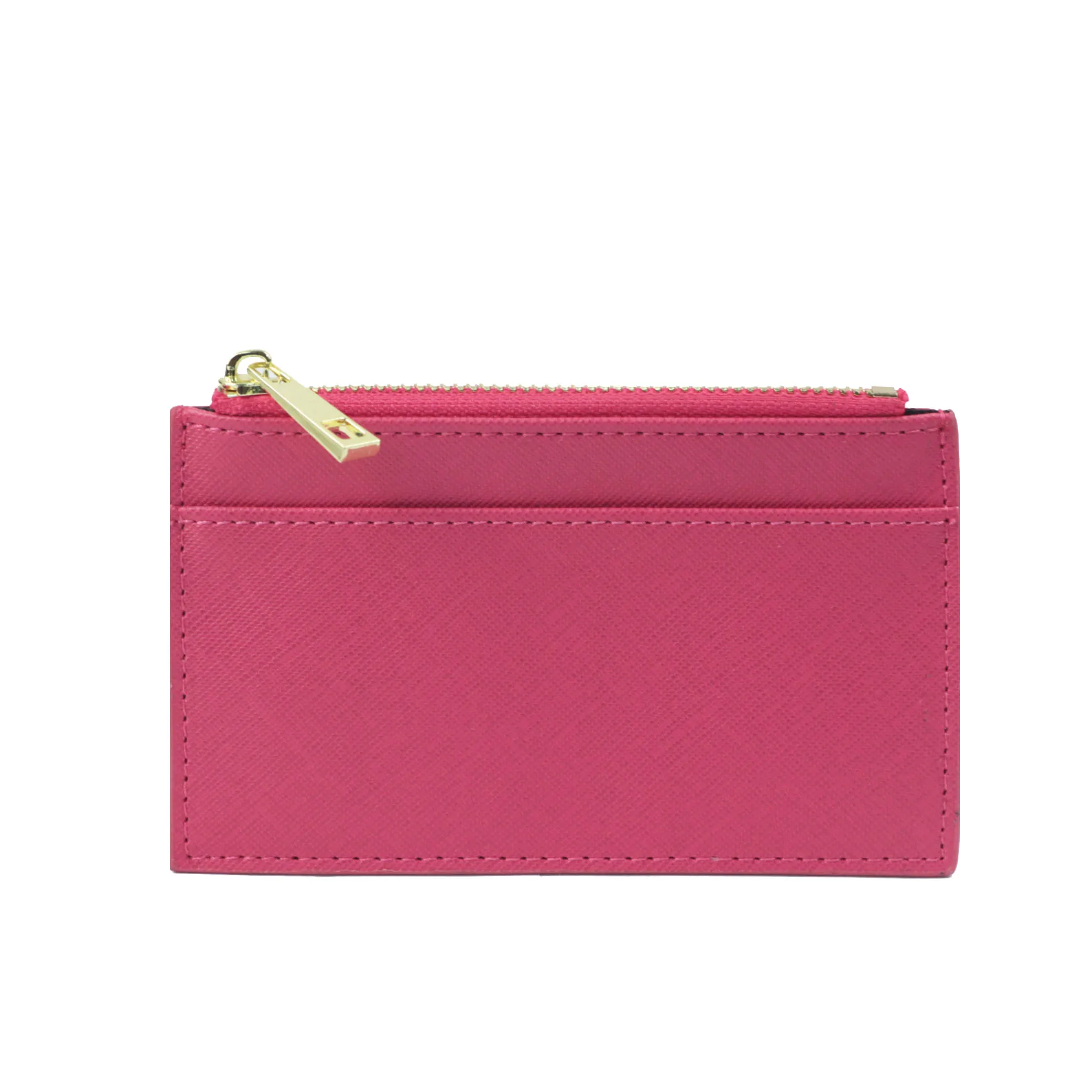 Color: Black&Red - Custom Name Saffiano Leather Zip CardHolder Multiple Colors Ultra Thin Coin Purse Drop Shipping Small Women Credit Card Wallet