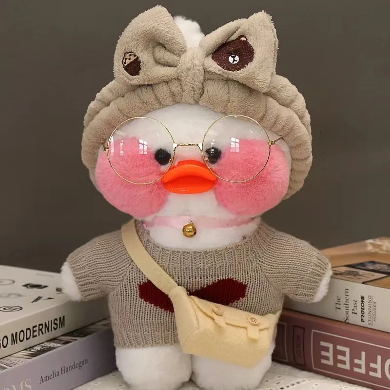 Color: MAROON, Height: 11cm-30cm - 30cm Kawaii Lalafanfan Duck Plush Toy Cartoon Lalafanfan Duck Doll Soft Stuffed Animal Plushie Birthday Gifts For Girl Children