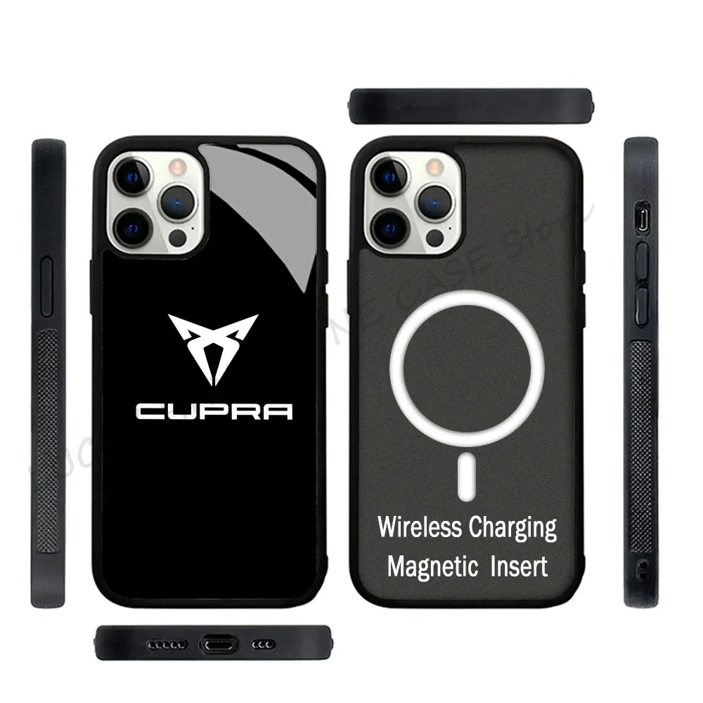 Color: Beige, Material: POLYESTER - Cool Phone Case Phone Case Strong Magnetic Cupra Racing for IPhone 15 14 13 Pro Max 11 12 Mini for Magsafe