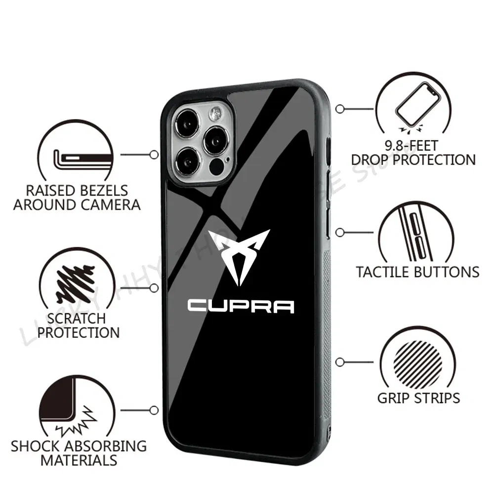 Color: Beige, Material: POLYESTER - Cool Phone Case Phone Case Strong Magnetic Cupra Racing for IPhone 15 14 13 Pro Max 11 12 Mini for Magsafe