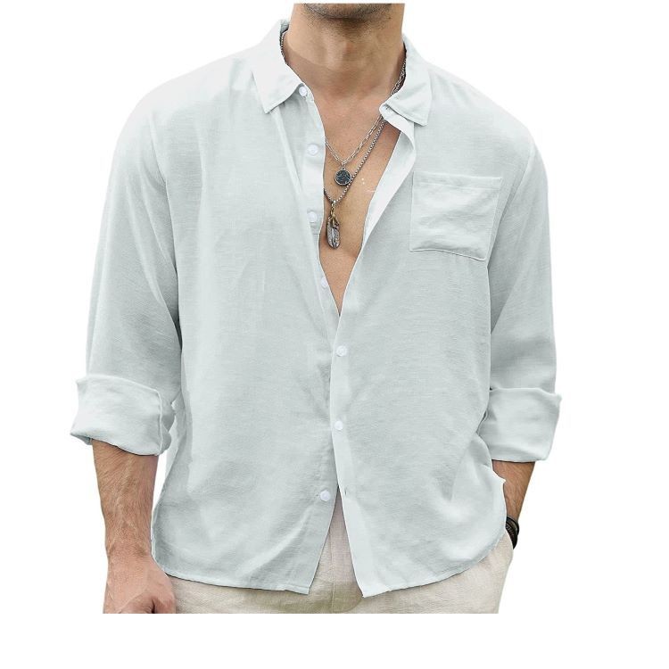 LinoBlend Men's Patchwork Cardigan
