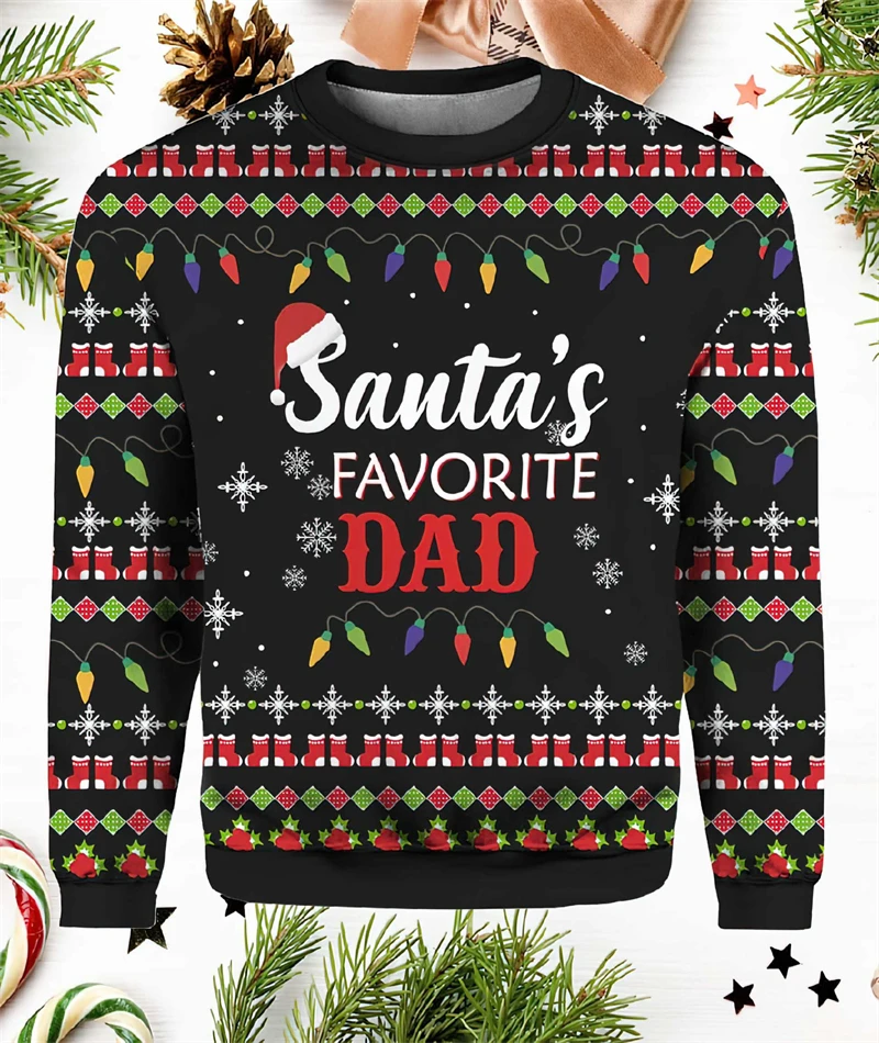 Color: green, Size: L - Funny Santa Claus Graphic Ugly Christmas Sweater 2026 Men Fashion Autumn Winter 3D Printed Sweatshirt Casual Oversized Pullovers