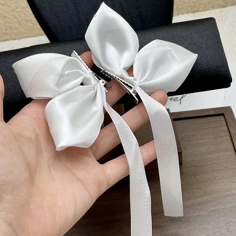 Color: Yellow - 2Pcs Bow Ribbon Hair Clip Fashion Bowknot Hairpins Small Cute Barrettes Women Girls Kids Bows Clips Ornament Headwear Headdress