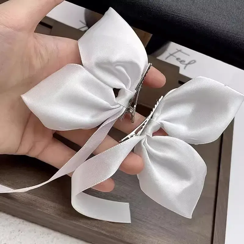 Color: Yellow - 2Pcs Bow Ribbon Hair Clip Fashion Bowknot Hairpins Small Cute Barrettes Women Girls Kids Bows Clips Ornament Headwear Headdress