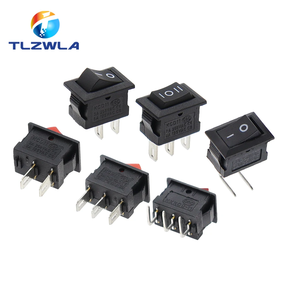 Color: Lavender, Size: 4XL - 5/10PCS KCD11 Rocker Switch 10*15mm Mini Push Button Switch ON-OFF / ON-OFF-ON 2 Pins / 3 Pins 3A 250VAC / 6A 125VAC 10x15mm