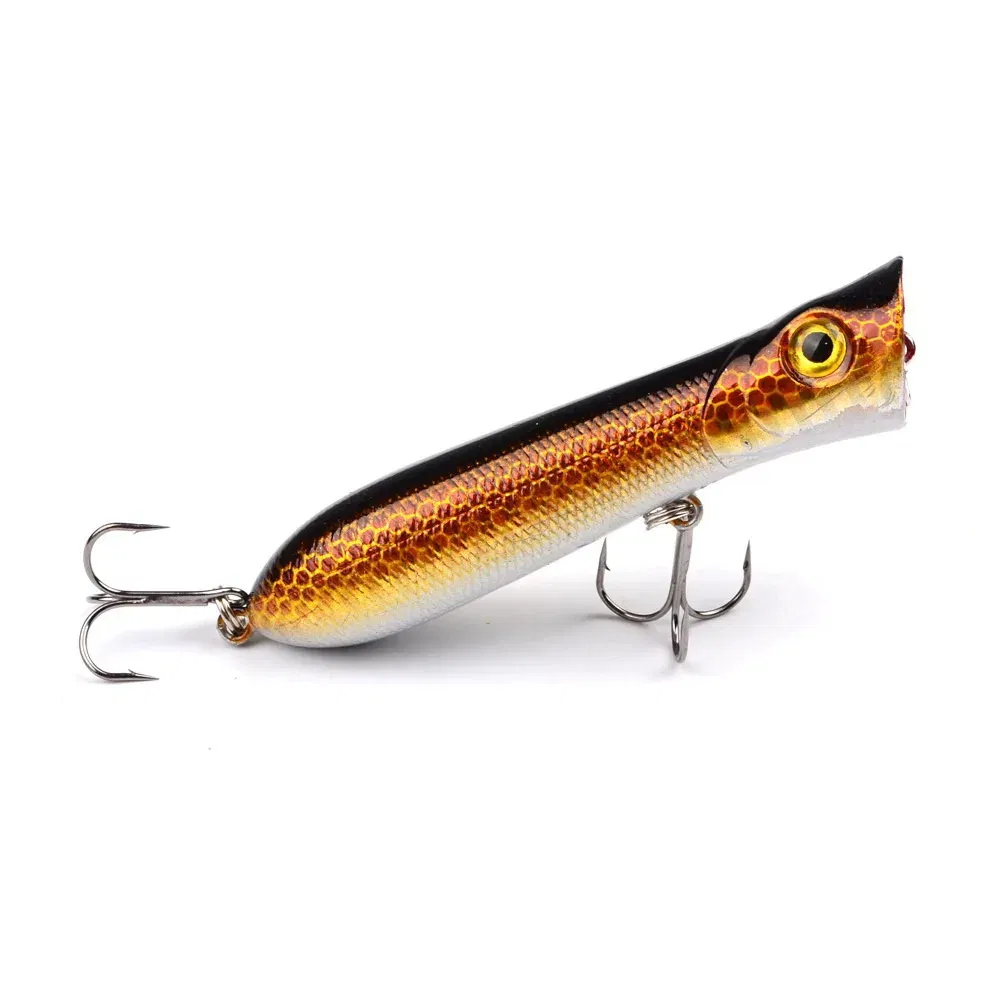 Color: Light Grey - 80mm 12g 6# Hook Popper Hard Bait Wobbler Fishing Lure Artificial Floating Trailer Ocean Fishing Bionic Carp Tackle Sea Fishing