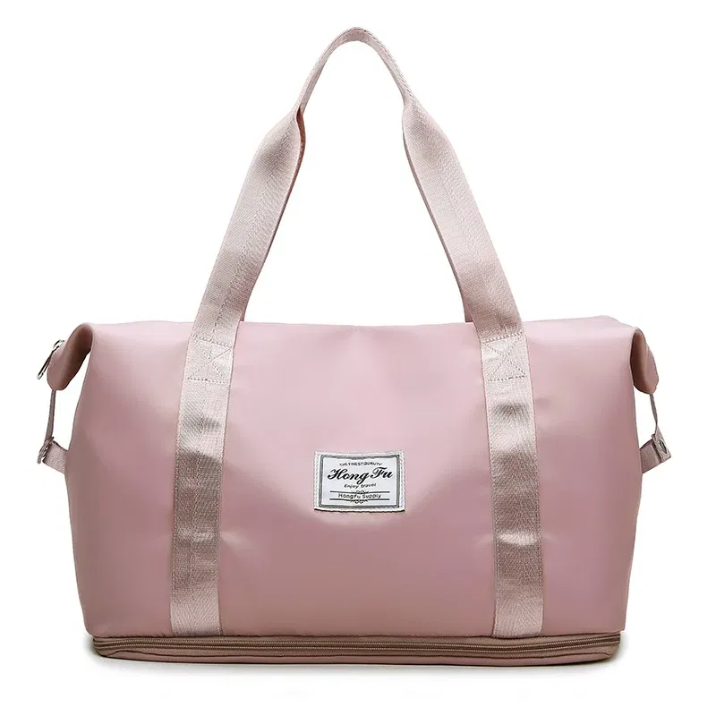 Color: Pink - UNIXINU Carry On Travel Duffle Bag Nylon Waterproof Sports Gym Tote Bags for Women Large Capacity Storage Luggage Handbag