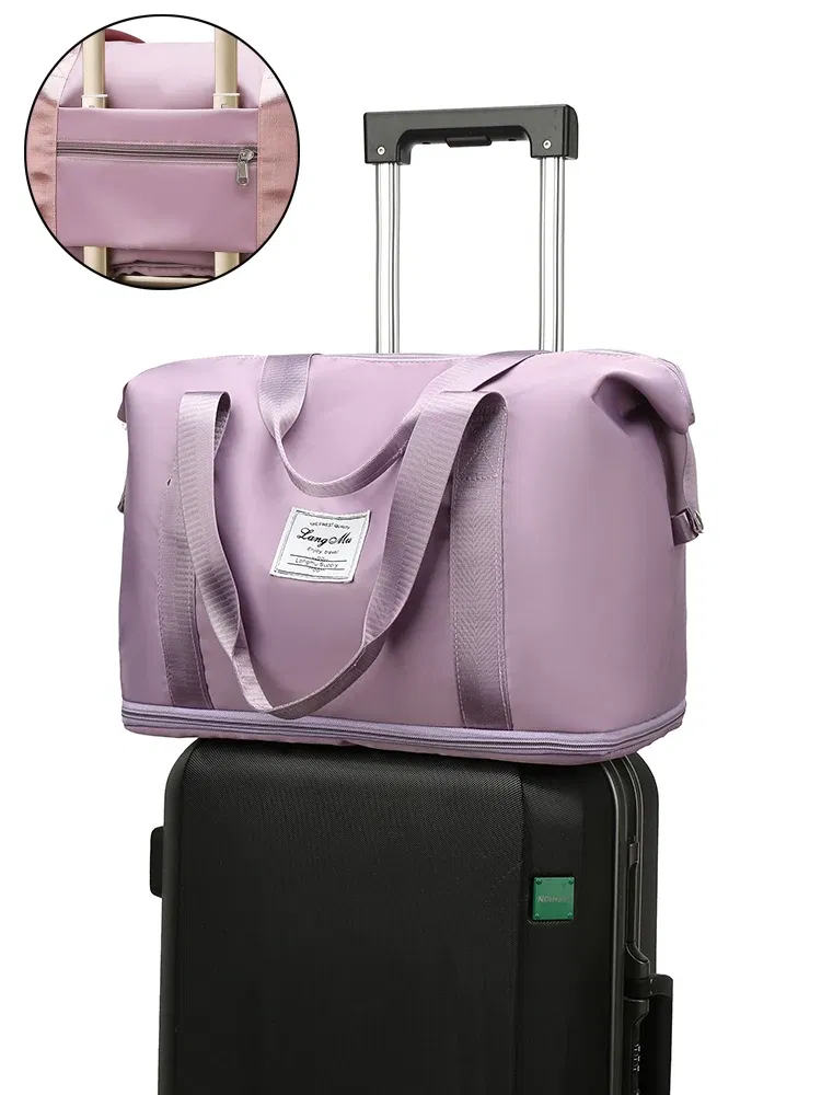 Color: Pink - UNIXINU Carry On Travel Duffle Bag Nylon Waterproof Sports Gym Tote Bags for Women Large Capacity Storage Luggage Handbag