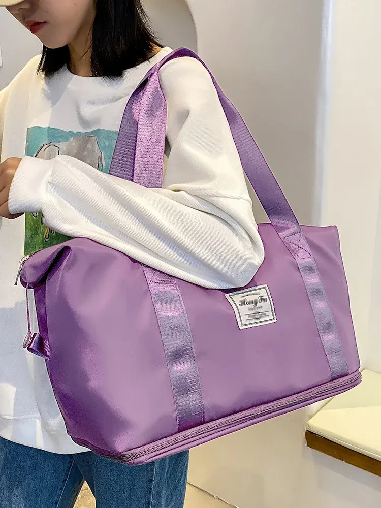 Color: Pink - UNIXINU Carry On Travel Duffle Bag Nylon Waterproof Sports Gym Tote Bags for Women Large Capacity Storage Luggage Handbag