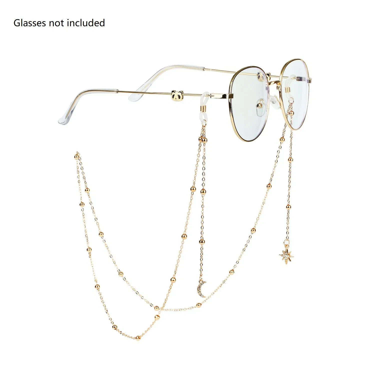 Color: green - New Fashion Women Eyeglass Chain Hollow Star Pearl Beaded Sunglasses Reading Glasses Lanyard Eyewear Holder Neck Strap Rope
