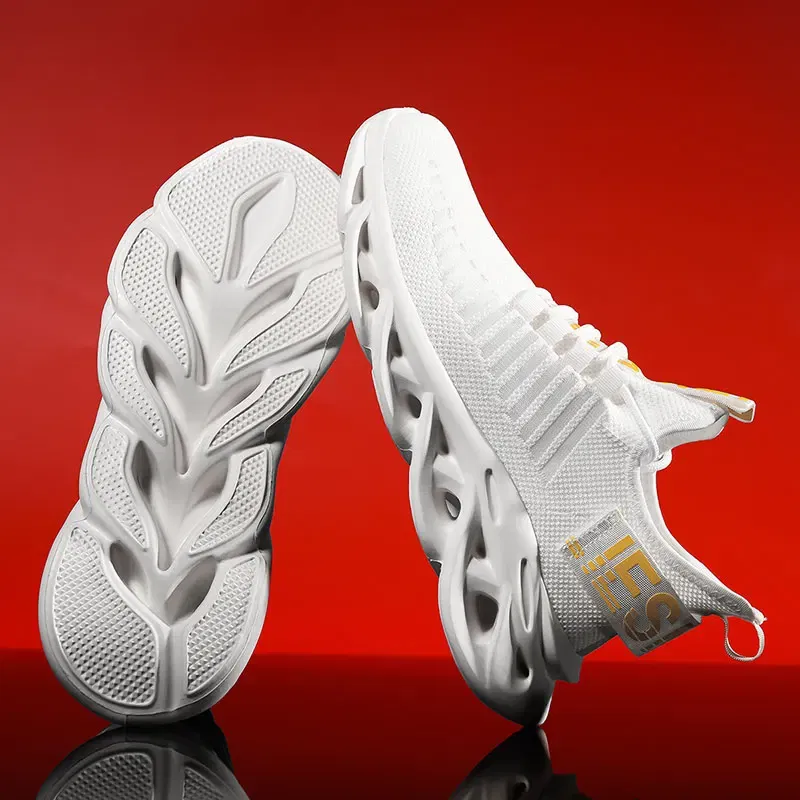 Color: WHITE, Shoe Size: 40 - Men Casual Shoes 2023 Summer New Breathable Versatile Lightweight Running Shockproof Men Sports Shoes Thick Sole Walking Gym