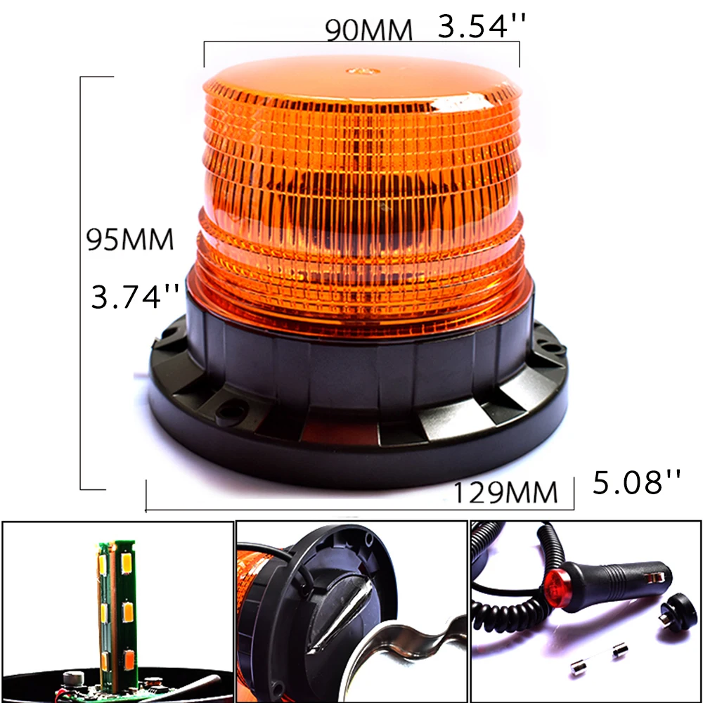 Emitting Color: Red - LED Strobe Police Light 12v/24v Amber Warning Lights,Emergency Flash Beacon Light Magnetic for Forklift Trucks Vehicle 9-80V
