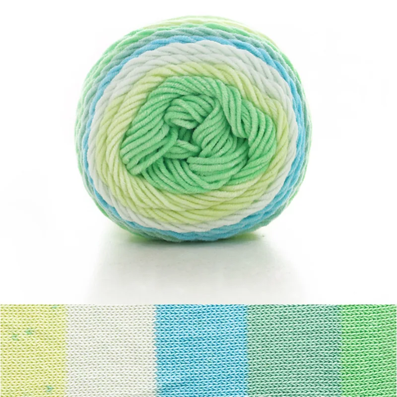 Color: Army Green - (1pc)5-strand Milk Cotton Segment Dyed Rainbow Cotton Hand Woven Wool Scarf Pillow Blanket Material Wool