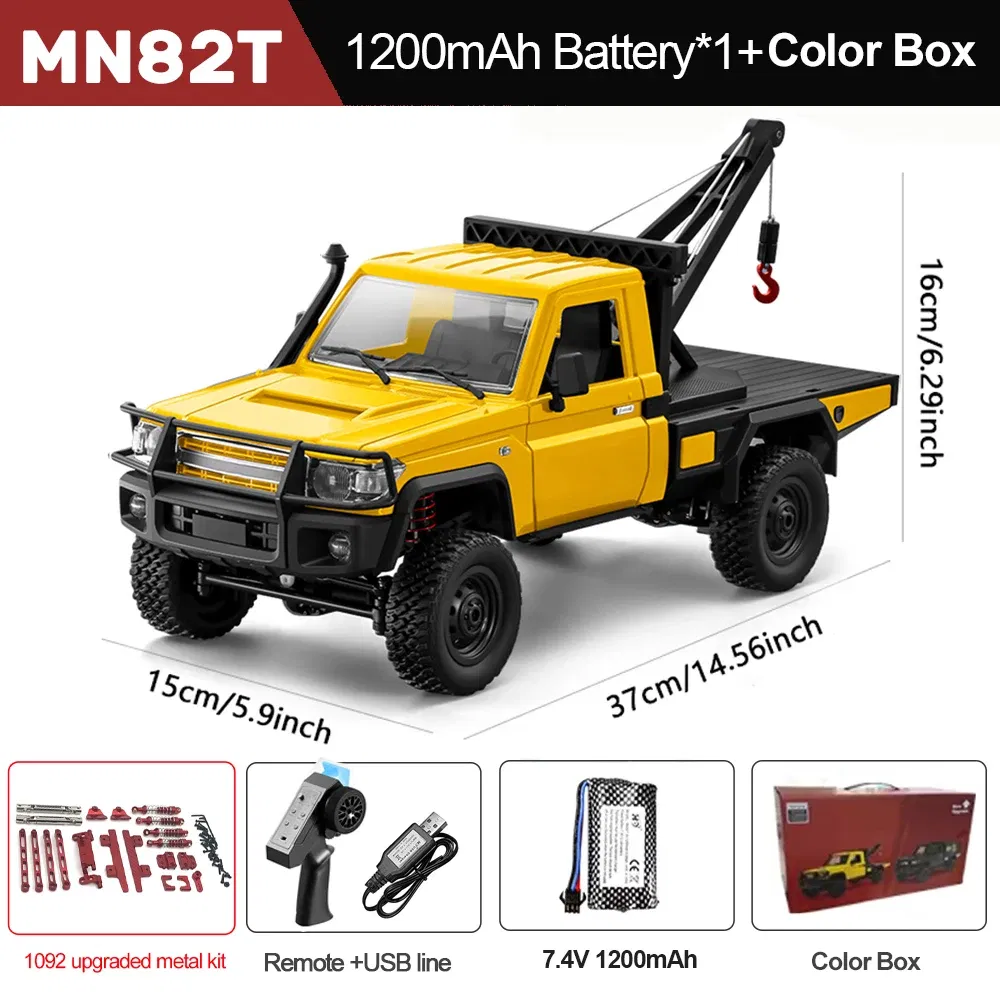 Color: Pink - MN82T RC Crawler 1/12 2.4G 4WD Remote Control Off-road Pickup Simulation Crane Vehicle Electric Climbing Car Model Toys for Kids