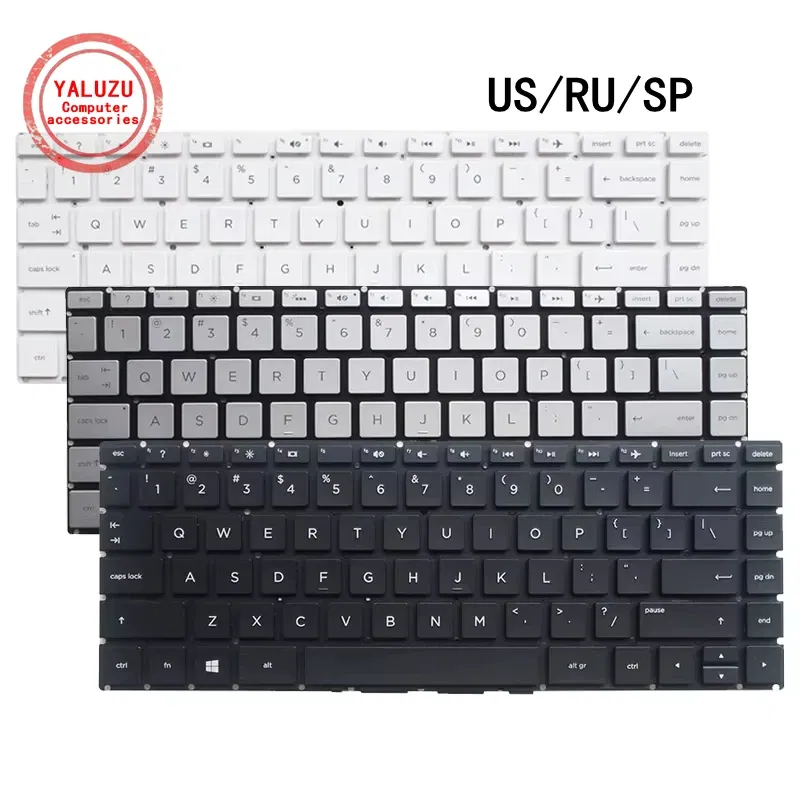 Color: dark green - US/RU/SP Laptop Keyboard For HP 14-BA 14-BD 14-BF 14-BS 14-BP 14-BK 14-BW 14-CB 14-CF 14-DK 14-DP 14S-CR 14S-CF 14S-DP 14M-BA