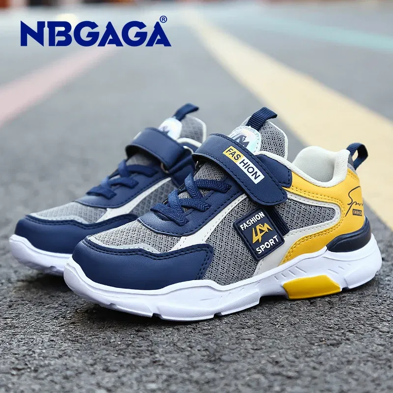 Color: black, Shoe Size: 39 - Children Casual Shoes for Boys Breathable Sneaker Summer Air Mesh Kids Hook&Loop Students School Shoe Size28-40