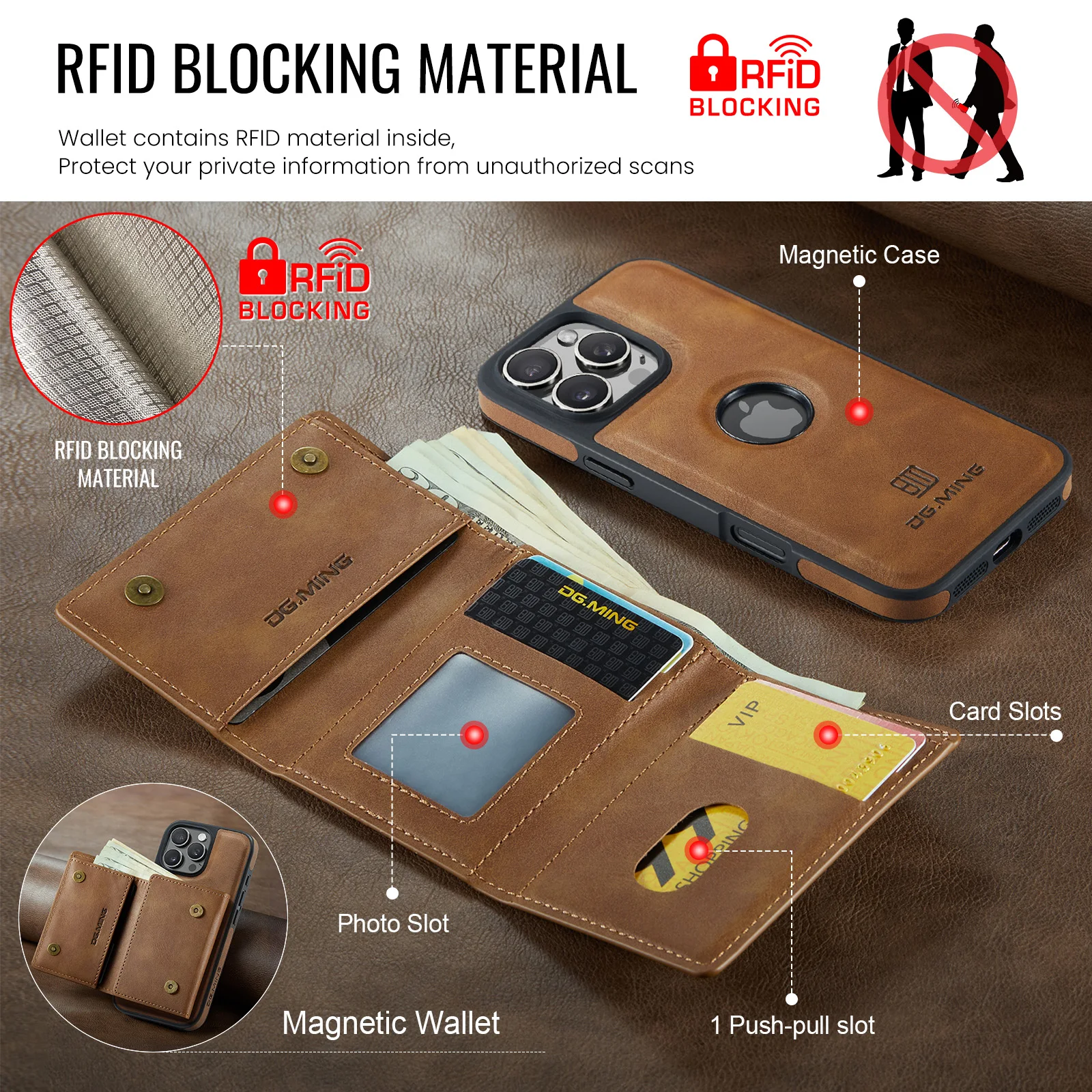 Color: Blue, Material: CANVAS - Detachable 2 IN 1 Magnetic For Magsafe Leather Case For iPhone 16 Pro Max 15 12 13 11 14 Plus 16e Flip Wallet Card Holder Cover