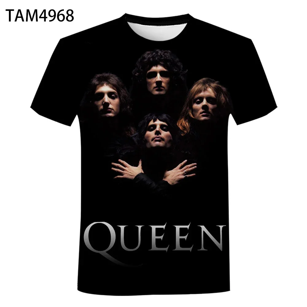 Color: SKY BLUE, Size: M - New British Rock Band Queen 3D Printed Men Women T-shirt Casual Short Sleeve Oversized Tees Tops Fashion Punk O-Neck Clothing