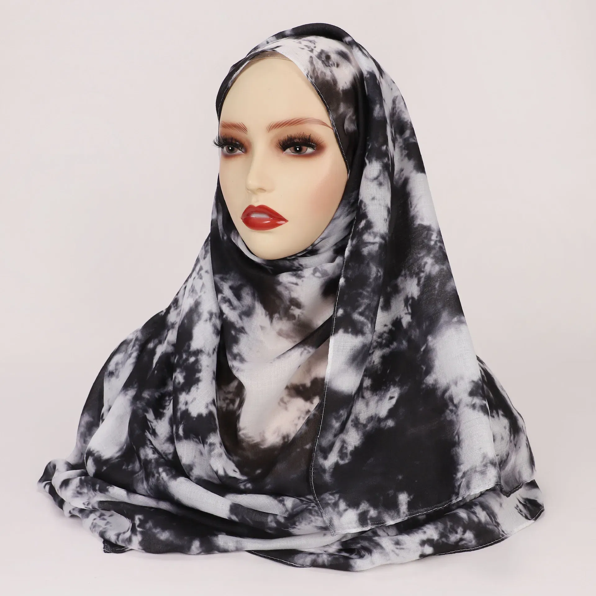 Color: Light Coffee - 1Pcs Ramadan Hijab Leopard Print Women Bohemian Watercolor Soft Muslim Hijabs Floral Breathable Shawl Wrap Scarf Headscarf Warm