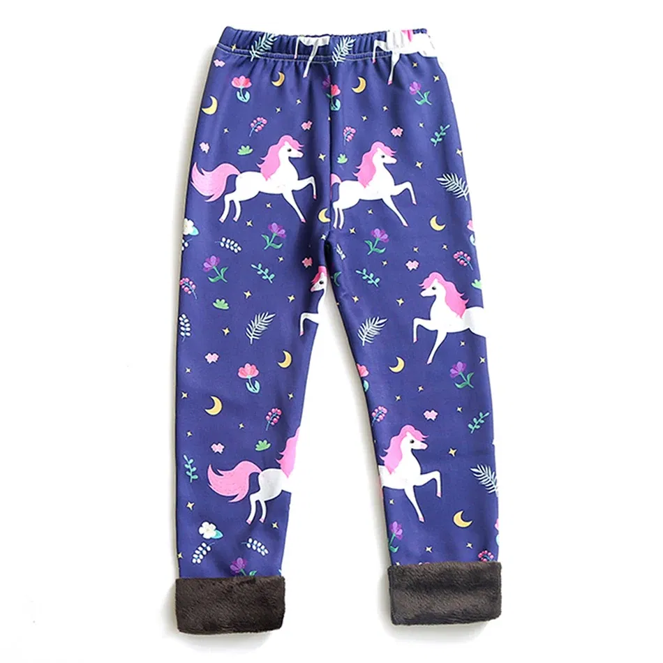Color: Pink, Size: 80 - Girls Warm Plush Long Pants for Autumn Spring Cartoon Butterfly Striped Soft Cozy Leggings Fleece-Lined Bottoms Kids Casual Wear