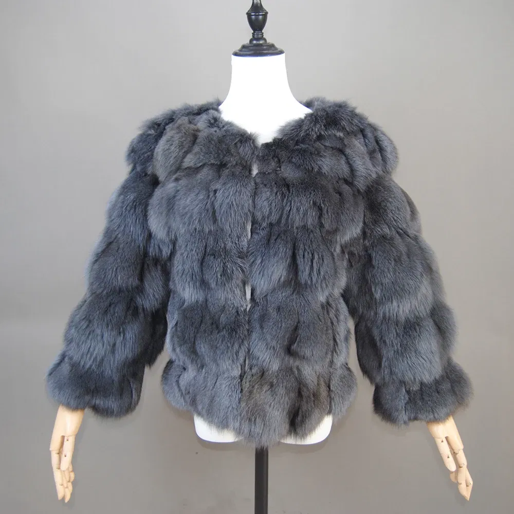 Color: Fuchsia, Size: S - 2025 New Style Real Fur Coat 100% Natural Fur Jacket Female Winter Warm Leather Fox Fur Coat High Quality Fur Vest