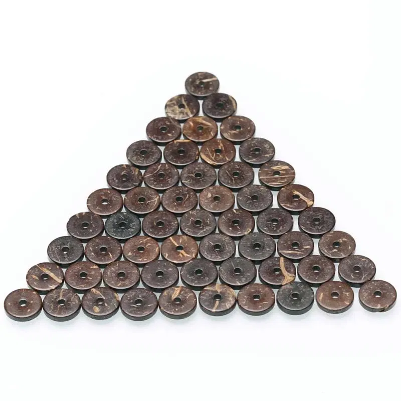 Size: 10mm - Polished coconut shell round brown coconut shell for DIY jewelry making bracelets 100 beads septa beads