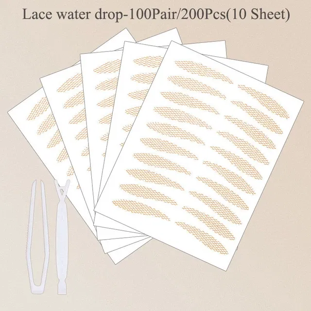 Color: Black & Silver - Clear Beige Stripe Self-adhesive Natural Eye Tape Makeup Tool Invisible Double Fold Eyelid Lace Paste Eyelid Tape Sticker 240pcs