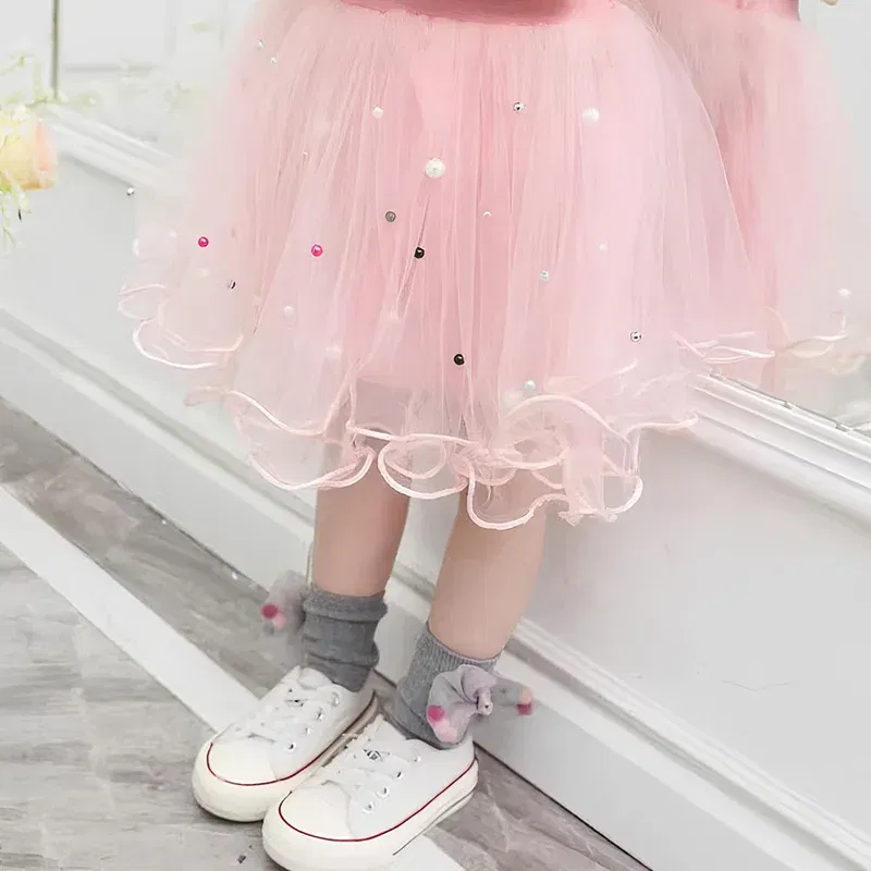 Color: Gold, Kid Size: 4T - 2pcs Lilo Stitch Summer Girls Outfits Cartoon T-shirt and Tutu Skirt Princess Clothes Suit Children Birthday Clothing Sets