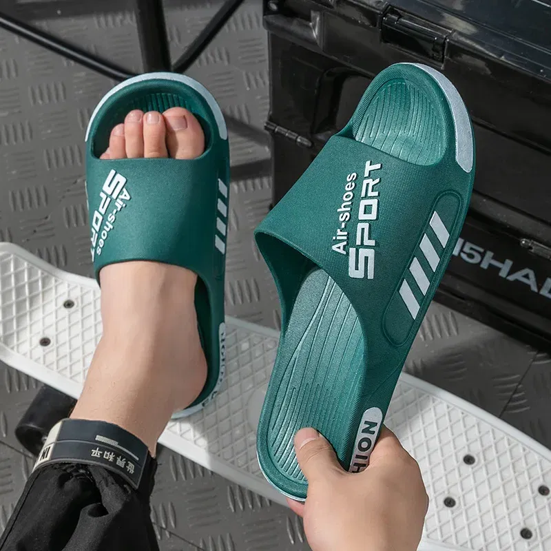 Color: Beige, Shoe Size: 5 - Fashion Men's Slippers PVC Soft Sole Non-slip Slides Casual Outdoor Beach Flip Flops Home Bathroom Couples Slippers New Sandal